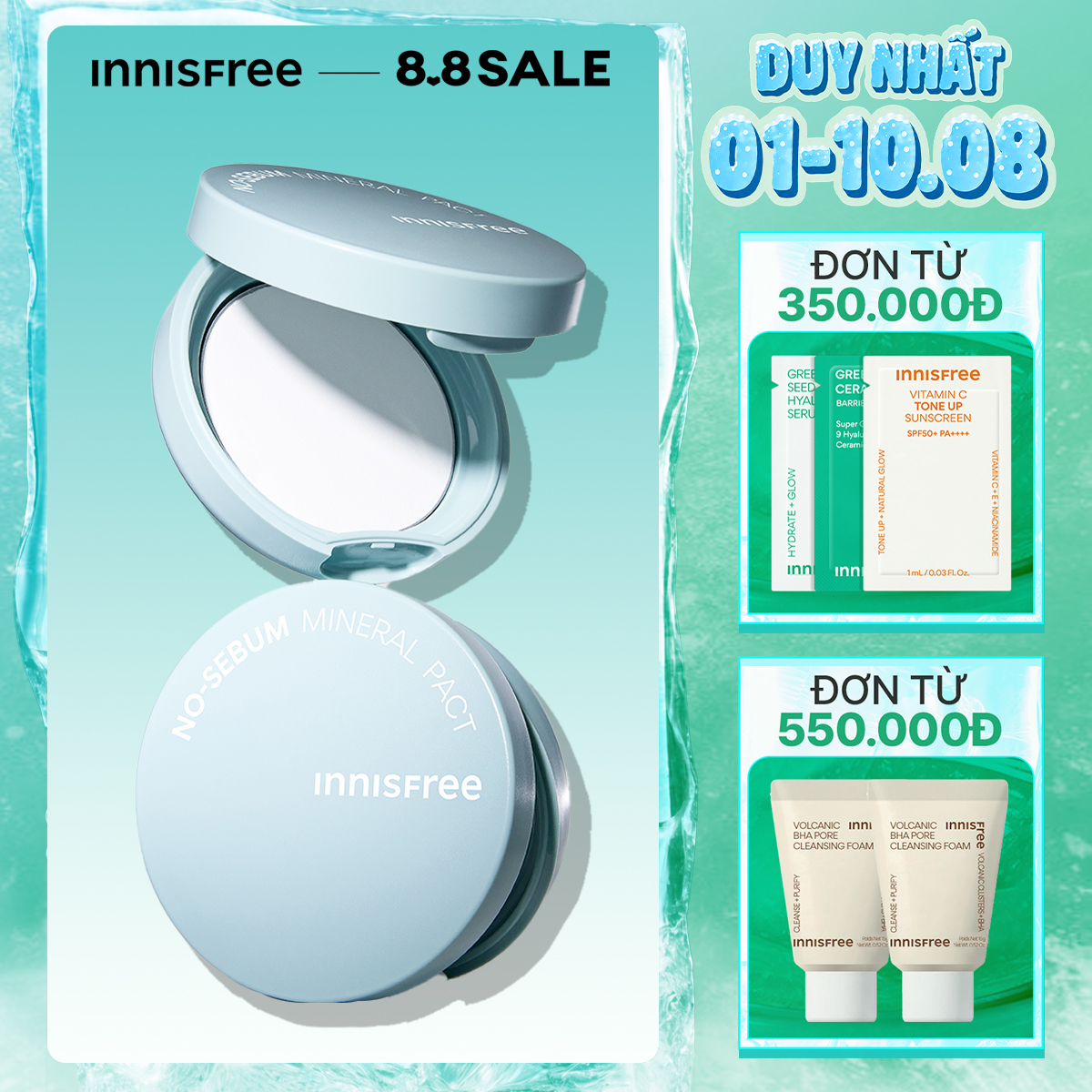 Combo 2 Phấn nén kiềm dầu INNISFREE No Sebum Mineral Pact 8.5g