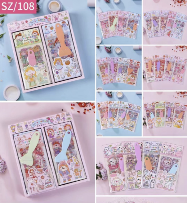 Sét 4 tấm sticker dán trang trí túi quai đẹp