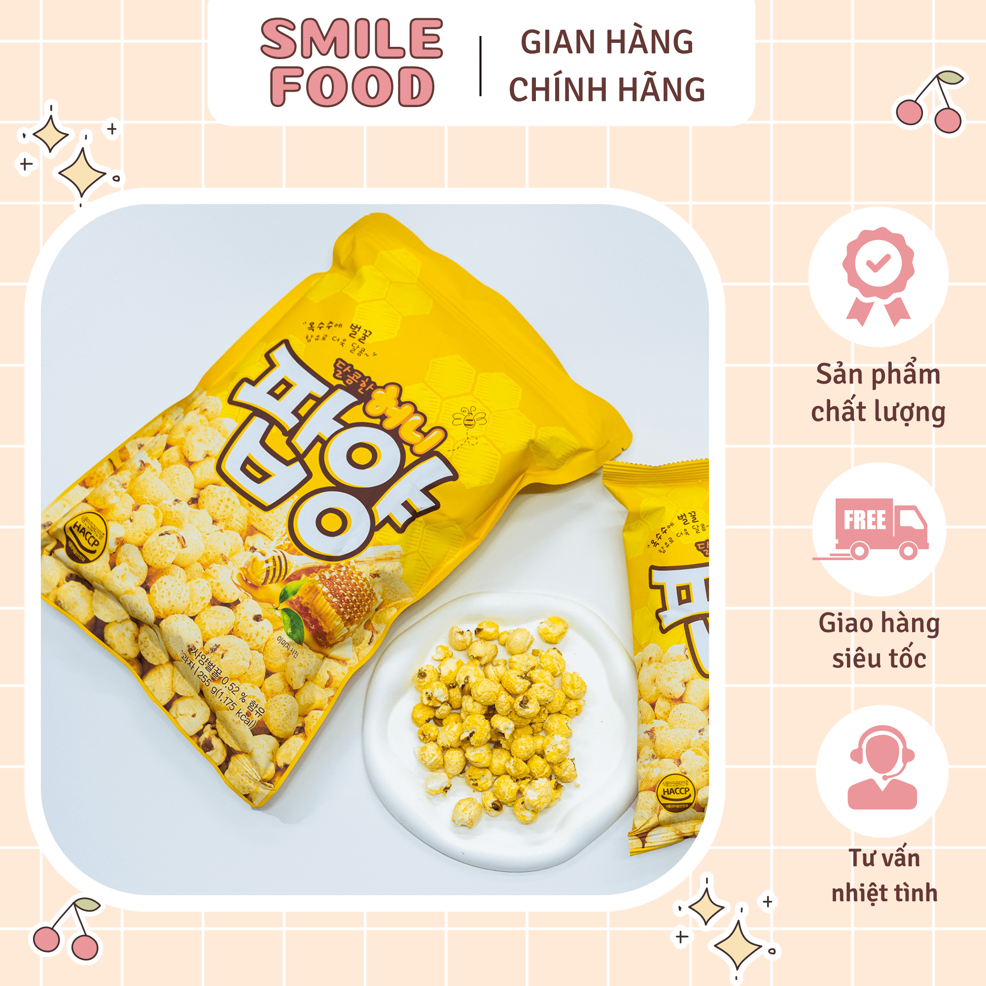 Bỏng ngô Hàn Quốc VỊ MẬT ONG/ PHÔ MAI gói 110g
