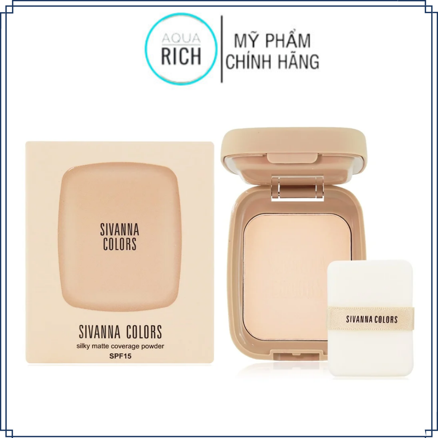Phấn phủ nén kiềm dầu sivanna colors silky matte coverage powder hf117 spf15+