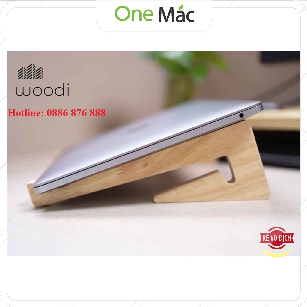 Giá đỡ laptop gỗ kiêm đế kê tản nhiệt cho laptop, macbook bằng gỗ loại 1 tầng bền rẻ đẹp