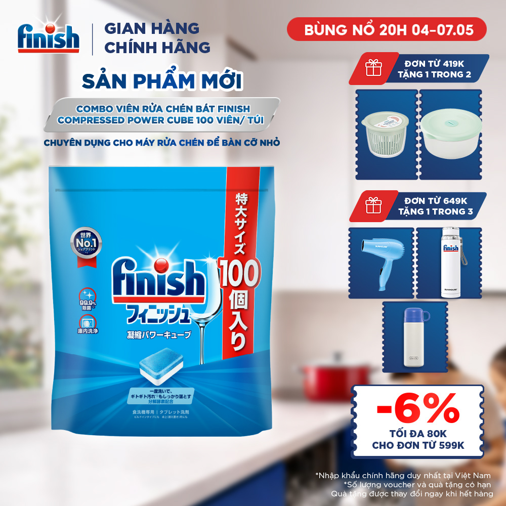 Viên Rửa Chén Finish Nhật Bản Power Cube 100 Viên