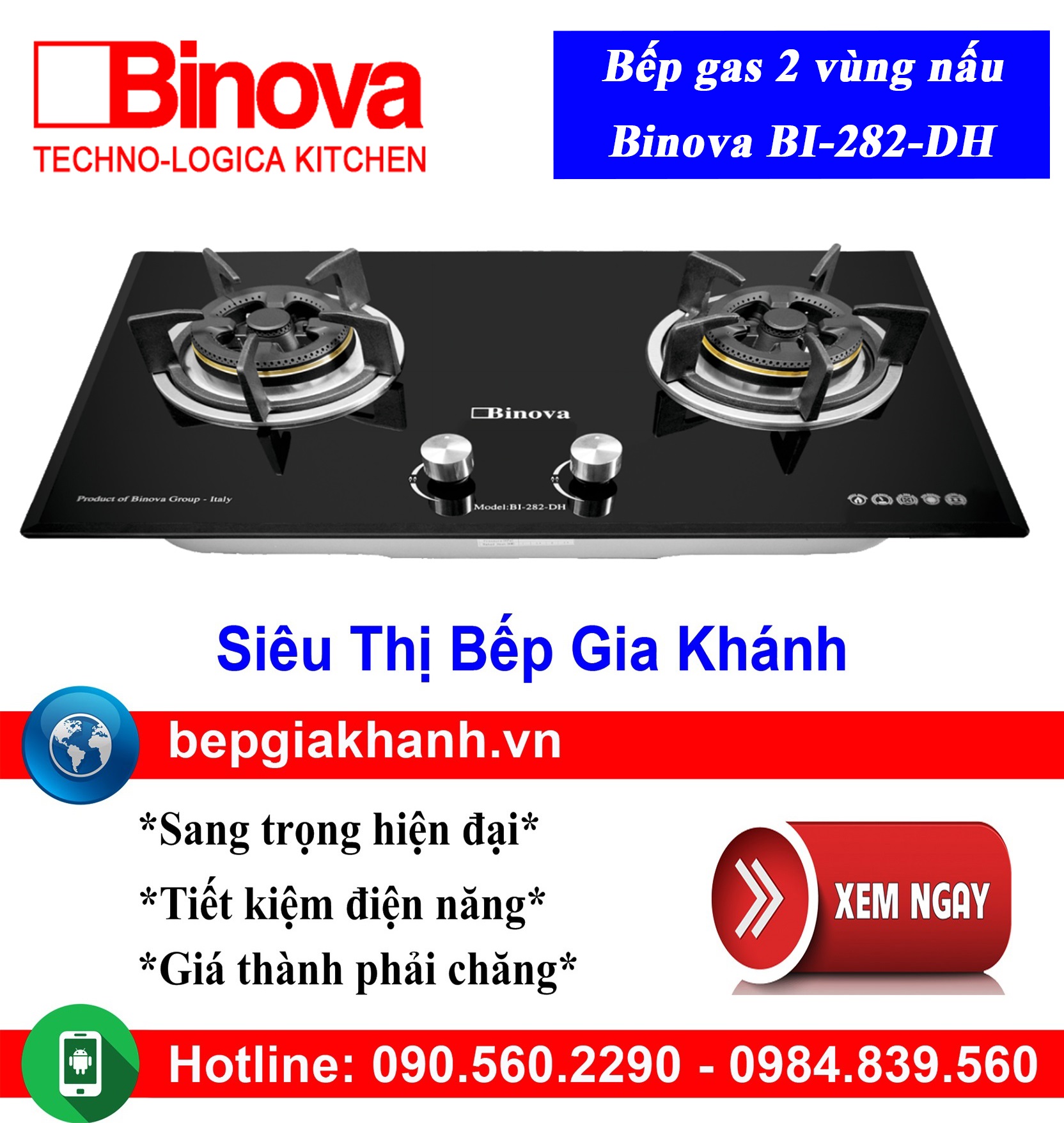 Bếp gas âm Binova BI-282-DH, bếp gas, bếp gas đôi, bếp gas đơn, bếp gas âm, bếp ga, bếp ga đôi, bếp ga đơn, bếp ga âm, bep ga, bep gas