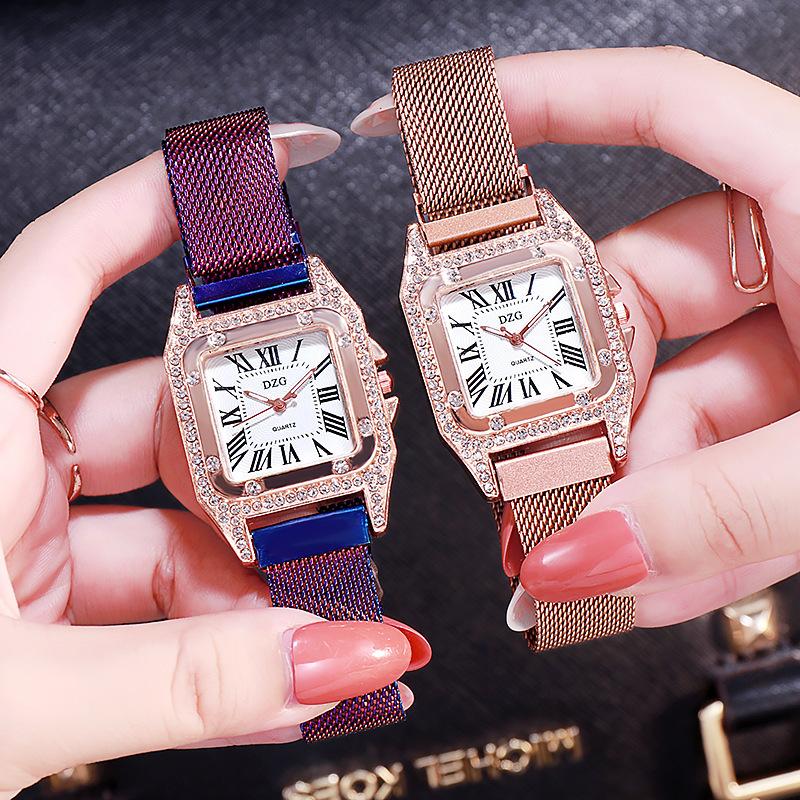 Đồng Hồ Thời Trang Quartz Nữ DZG D59 Mặt Vuông La Mã Đính Ngọc Cao Đồng Hồ Thời Trang Quartz Nữ DZG D59 Mặt Vuông La Mã Đính Ngọc Cao