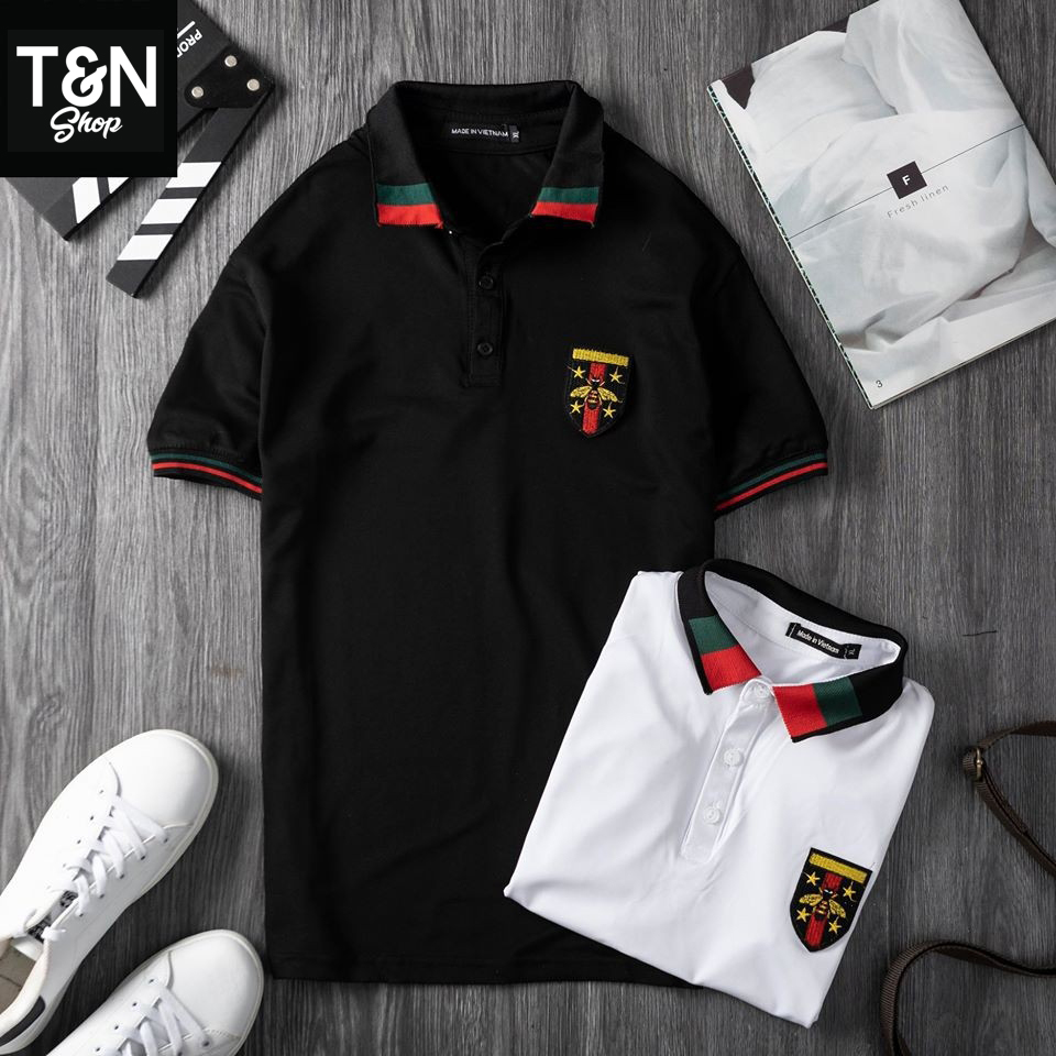 Áo Thun Cổ Bẻ - Áo Polo Nam thêu logo GC Q505 cao cấp - Chất liệu cotton cá sấu - Phong cách thời trang - Ảnh Thật + Video - 2 màu đen trắng - Có big size tới 80kg