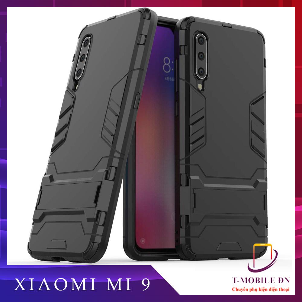 Ốp lưng Xiaomi Mi 9 chống sốc iron man kèm chống xem video tiện lợi 2 lớp với 2 chất liệu nhựa (PC) + nhựa dẻo (TPU) cao cấp
