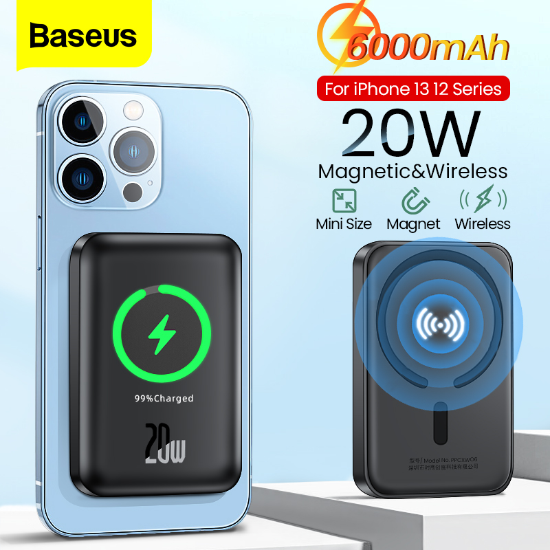 Baseus Pin sạc dự phòng 20W 6000mAh/10000mAh Power Bank Magnetic Wireless Charger Powerbank For iPho