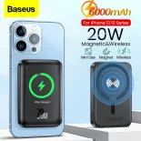 Baseus Pin sạc dự phòng 20W 6000mAh/10000mAh Power Bank Magnetic Wireless Charger Powerbank For iPhone 12 13 14 Pro Max Mini Portable External Battery Poverbank