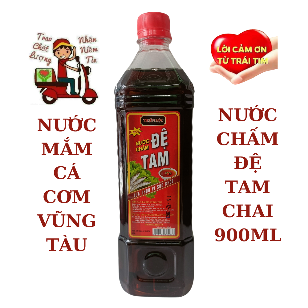 Nước mắm NHỈ cá cơm ĐỆ TAM chai 900ml - Nêm ướp kho nấu, chấm sống