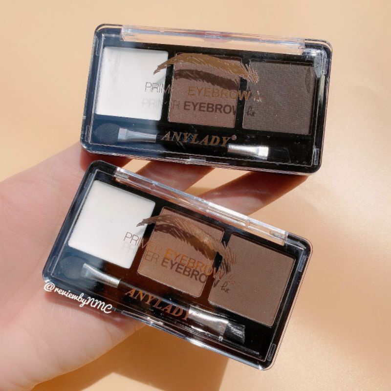 Bột tán mày 3 ô anylady kèm cọ, bột tán chân mày 3 ô anylady primer brow kèm cọ tán