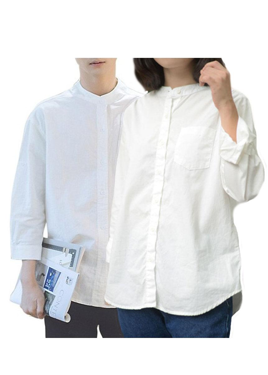 Áo sơ mi đôi cổ tầu form rộng