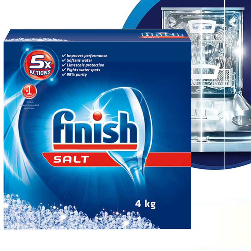 Muối rửa chén Finish Dishwasher Salt 4kg - Dùng cho máy rửa chén bát, viên rửa chén finish, viên rửa bát cho máy rửa chén, viên nước rửa chén, nước rửa chén cho máy, viên rửa chén bát nhập khẩu chính hãng