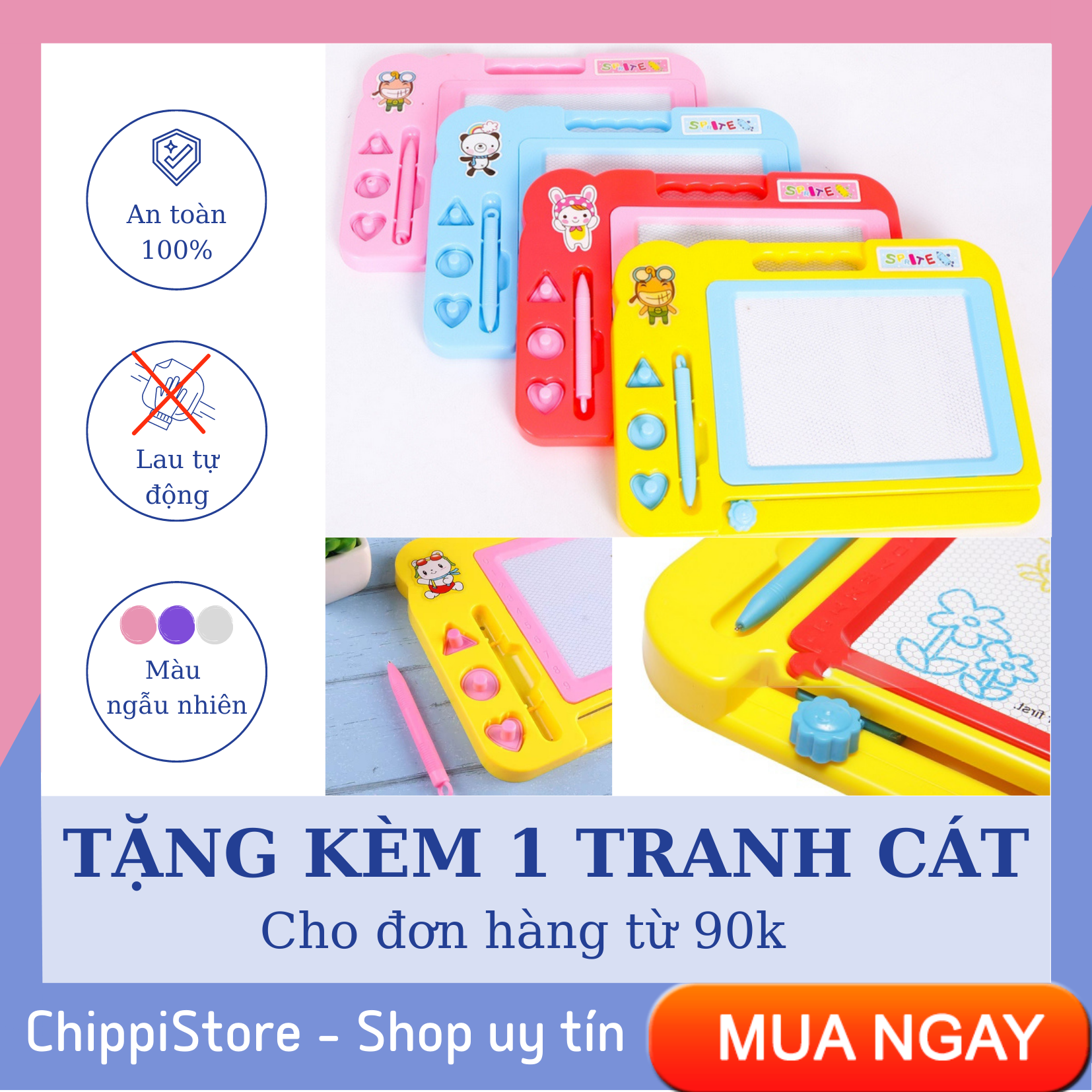 [LOẠI XỊN] Đồ chơi bảng viết từ tự xóa, bảng nam châm thông minh không gây bẩn tay, an toàn cho bé - Giao màu ngẫu nhiên