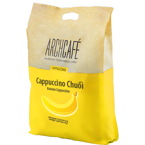 Cappuccino chuối Archcafe - Cà phê chuối túi 1kg 50 gói 20g thơm ngon đặc