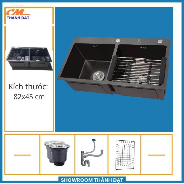 Chậu rửa bát loại 2 hố công nghệ nano, bồn nước rửa bát