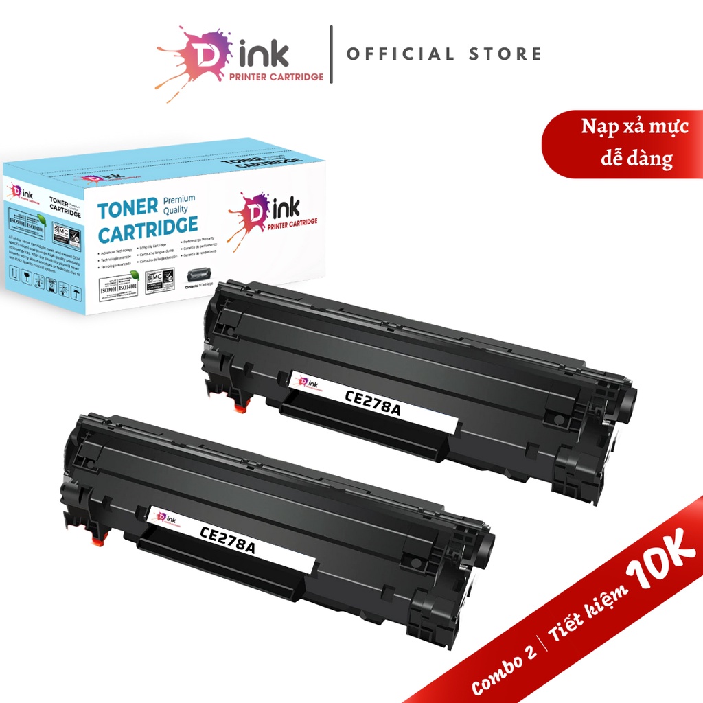 Combo 2 Hộp Mực Cao Cấp TDink 78A ( CE278A ) - Dùng cho máy in laser HP P1560 / P1566 / M1536 ... - Thương hiệu T&D Giá 355,000 Đồng*Miễn phí vận chuyển