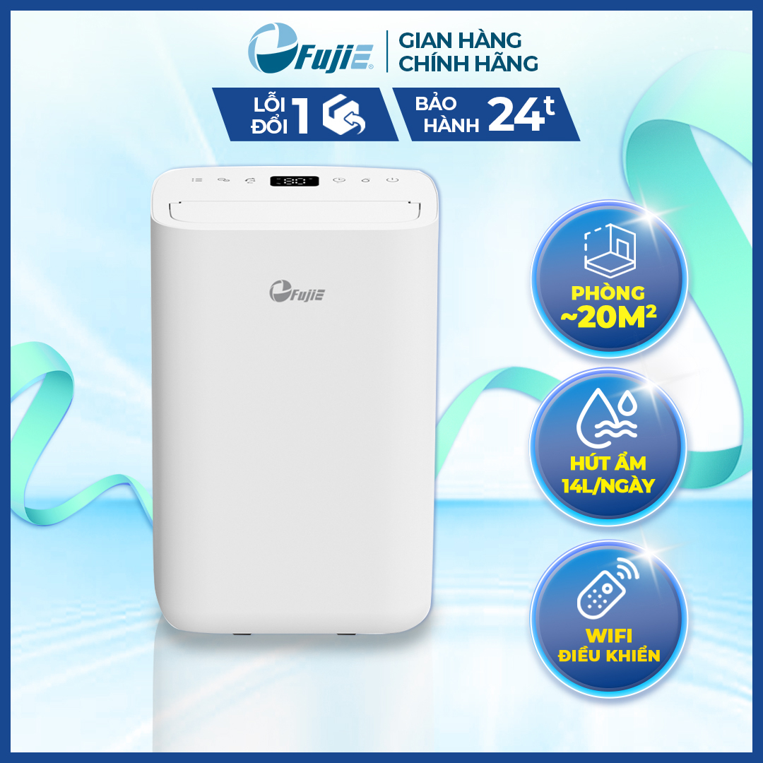 Máy hút ẩm dân dụng FujiE HM-914EC Pro kết nối wifi thông minh công suất hút ẩm 14L/ngày, có ionizer diệt khuẩn