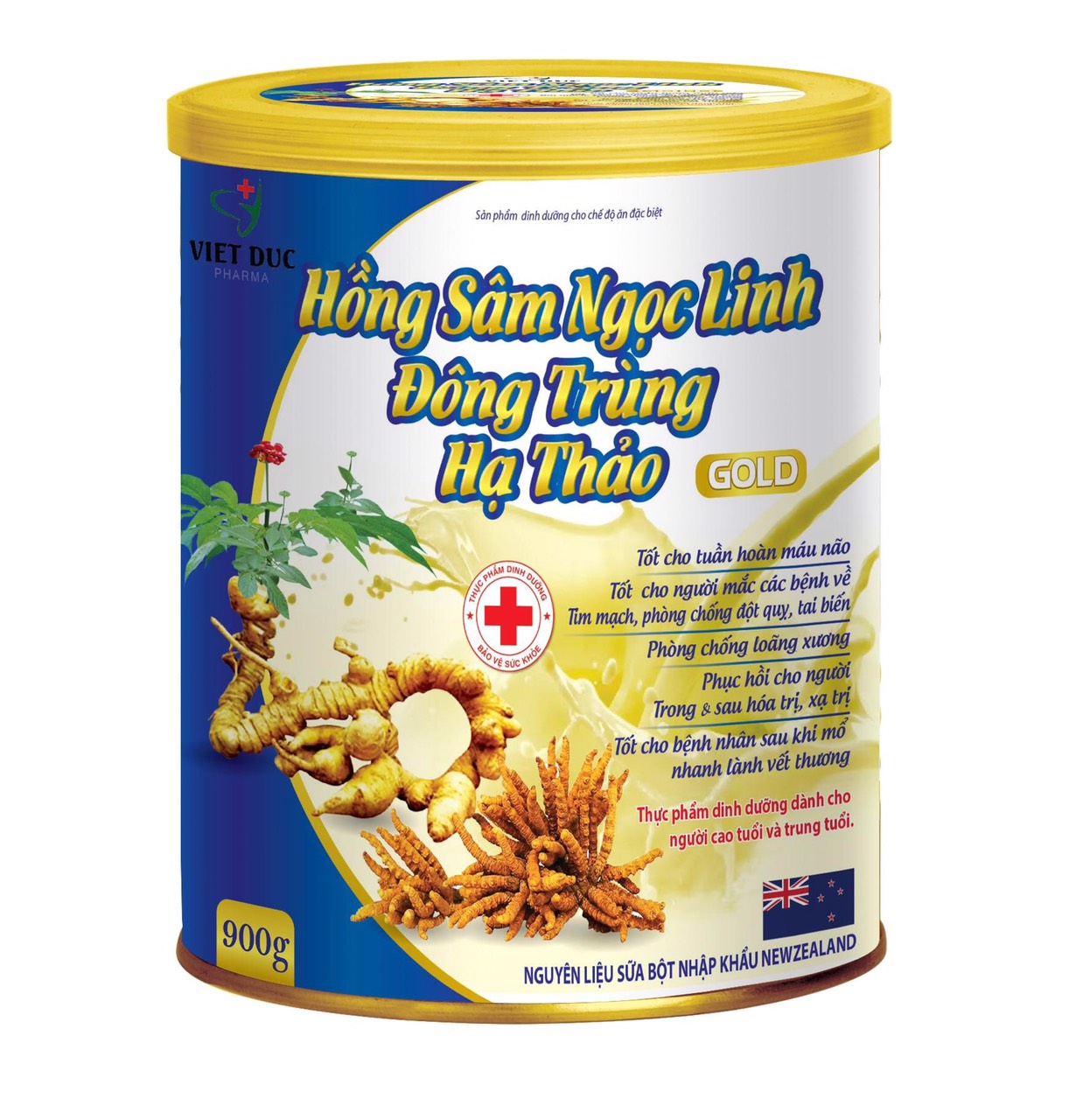 [hộp 900gram] sữa bột hồng sâm ngọc linh đông trùng hạ thảo