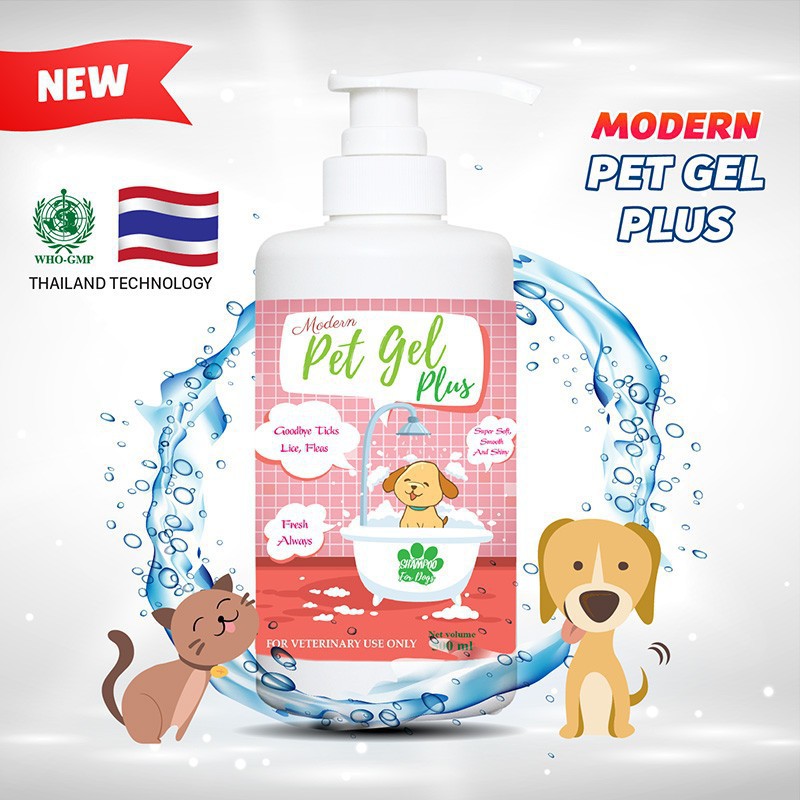 Sữa tắm diệt ve rận bọ chét chó mèo modern pet gel plus 500ml