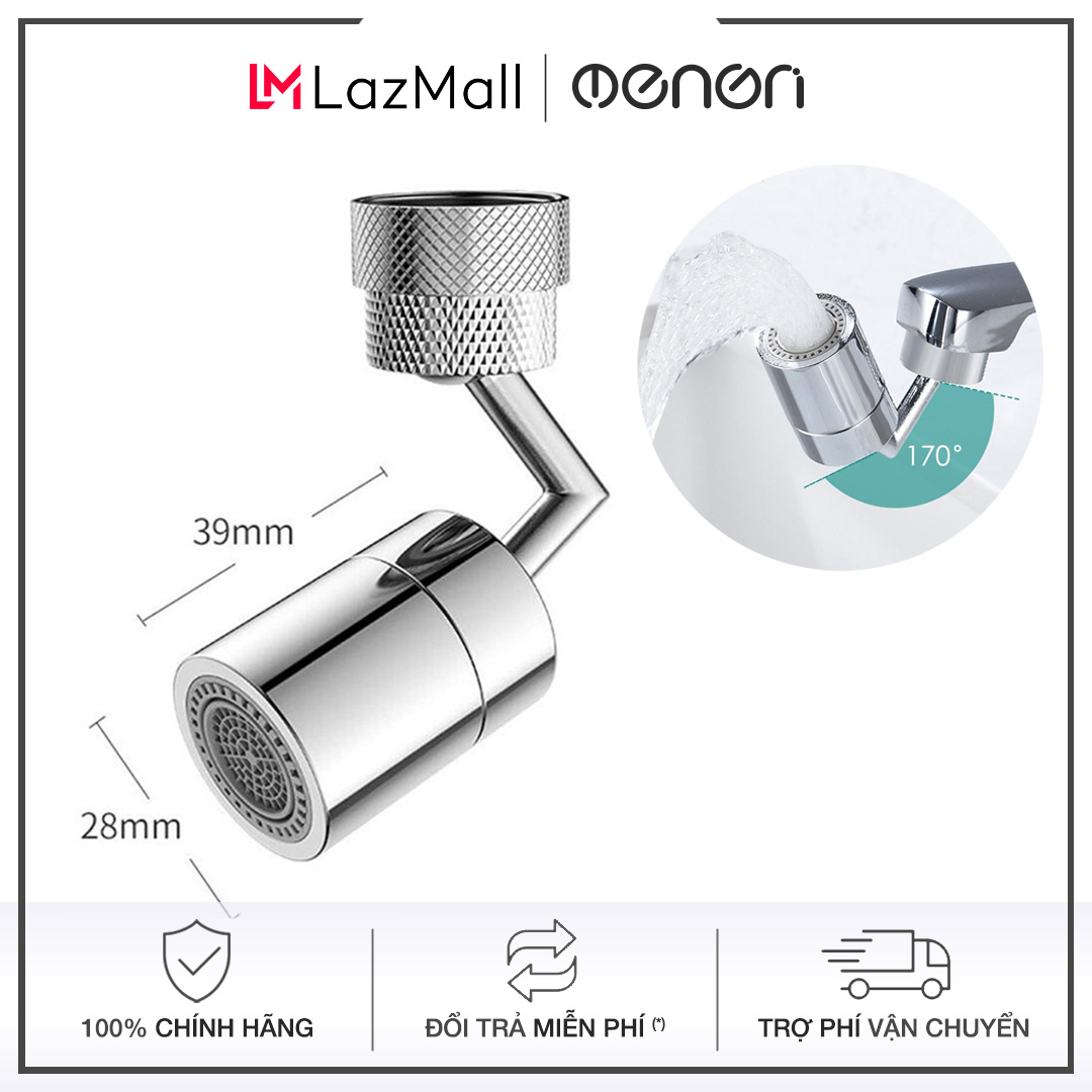 Đầu nối vòi nước tăng áp. Đầu nối vòi nước lavabo điều chỉnh 2 chế độ nước xoay 360 độ, 720 độ - OENON