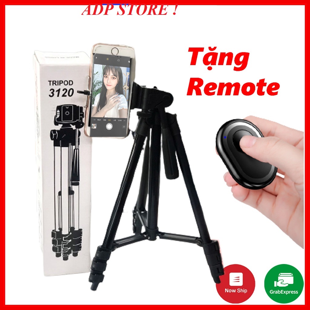 Giá đỡ 3 chân máy máy ảnh, điện thoại tripod 3120 - tặng remote điều khiển