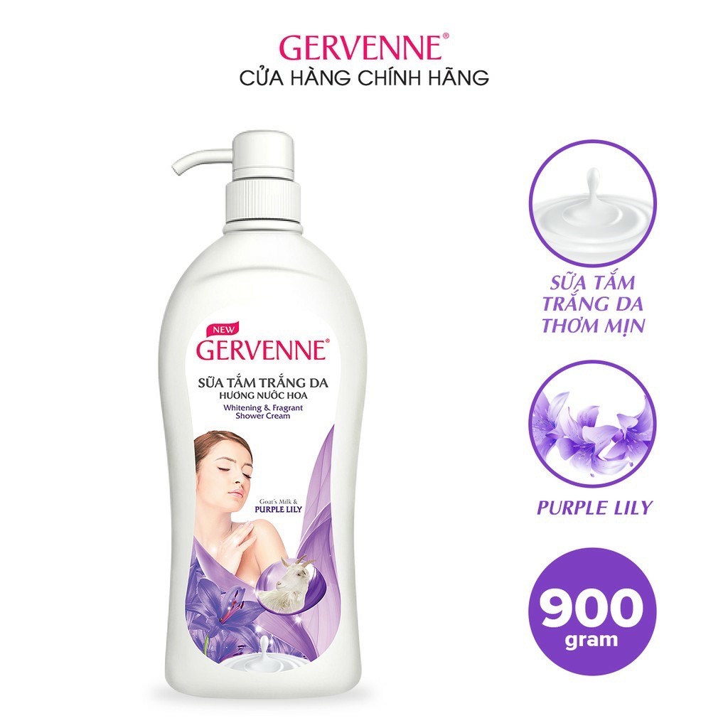 [HN] Sữa tắm trắng da hương nước hoa Gervenne 900g kèm KM túi 380g/Hàng chính hãng