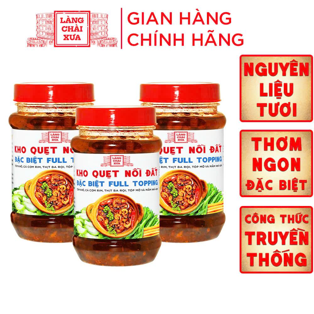 Combo 3 hủ Kho quẹt nồi đất Làng Chài Xưa thơm ngon đặc biệt full topping tôm khô cá cơm rim thịt ba rọi tốp mỡ và mắm nhỉ 40N hủ 250g