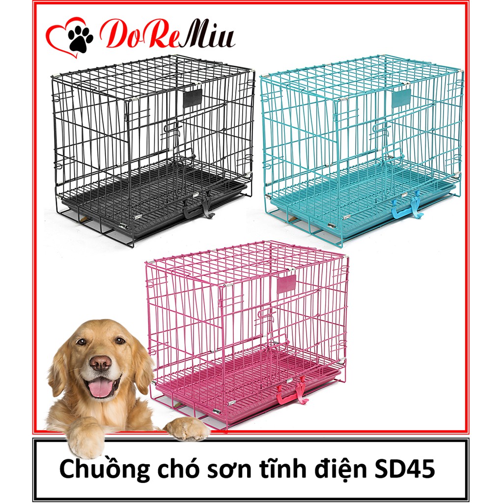 Lồng SD- (Mới về) SD45 Nan Dày- Chuồng chó mèo sơn tĩnh điện phù hợp chó và mèo từ 0-4kg (được chọn màu) bảo hành 6 tháng