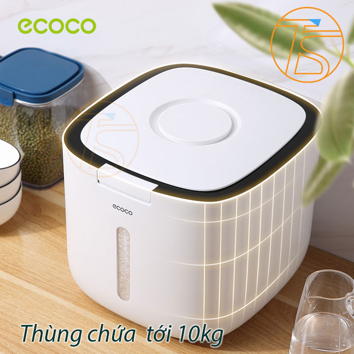 Thùng đựng gạo 10kg Ecoco E2005 cao cấp - Hủ đựng gạo chống ẩm thông mình - Đồ dùng nhà bếp đa năng đựng các loại hạt đậu 10 lít