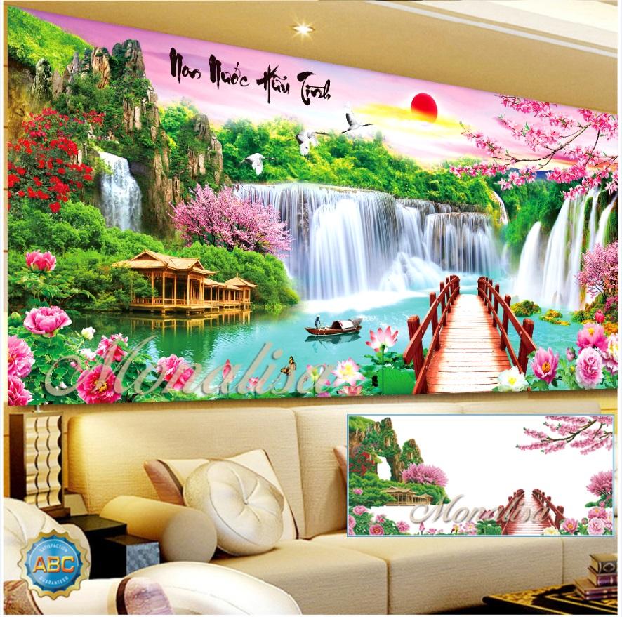 Tranh đính đá non nước hữu tình y8265