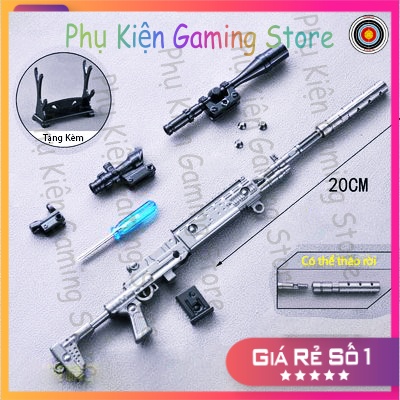 Mô hình sung pubg mk14 skin silver original hầm hố 20cm có thể tháo rời moc khoa pubg hợp kim cao cấp