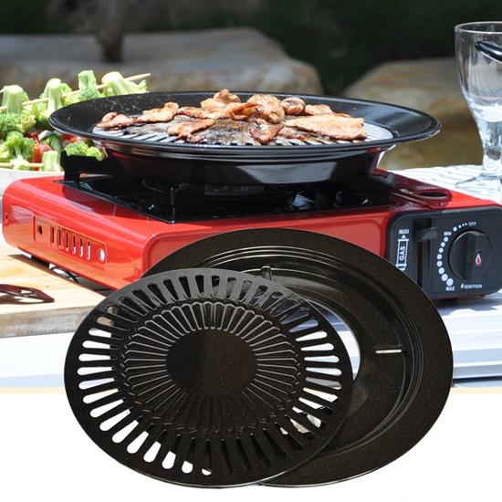 [HCM]Vỉ Nướng Tráng Men Chống Dính Tiện Dụng/ Có khay hứng dầu mỡ hạn chế khói và mùi./Có thể nướng trên bếp ga bếp cồn