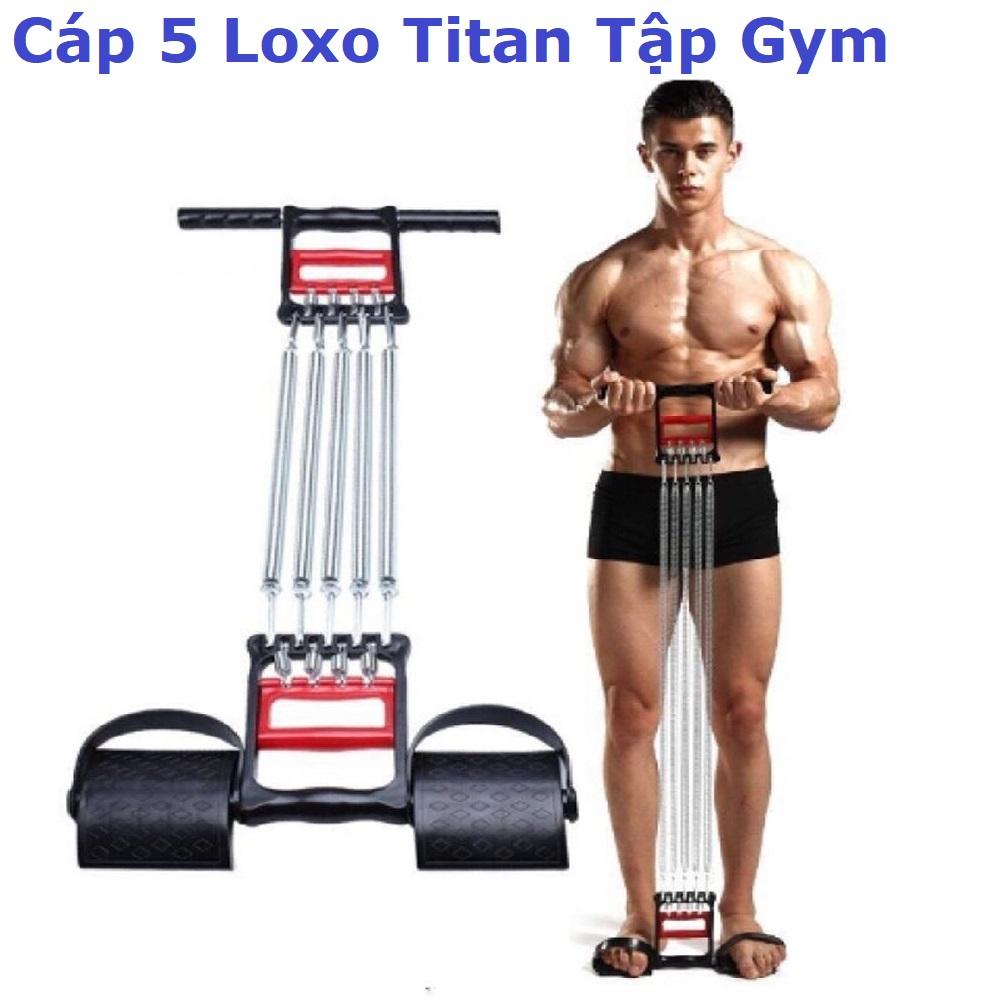 Dụng cụ tập gym , tập thể dục 5 dây lò xo cao cấp ,dây keo .tác dụng kép cho tay, ngực, bụng săn chắc giá rẻ .