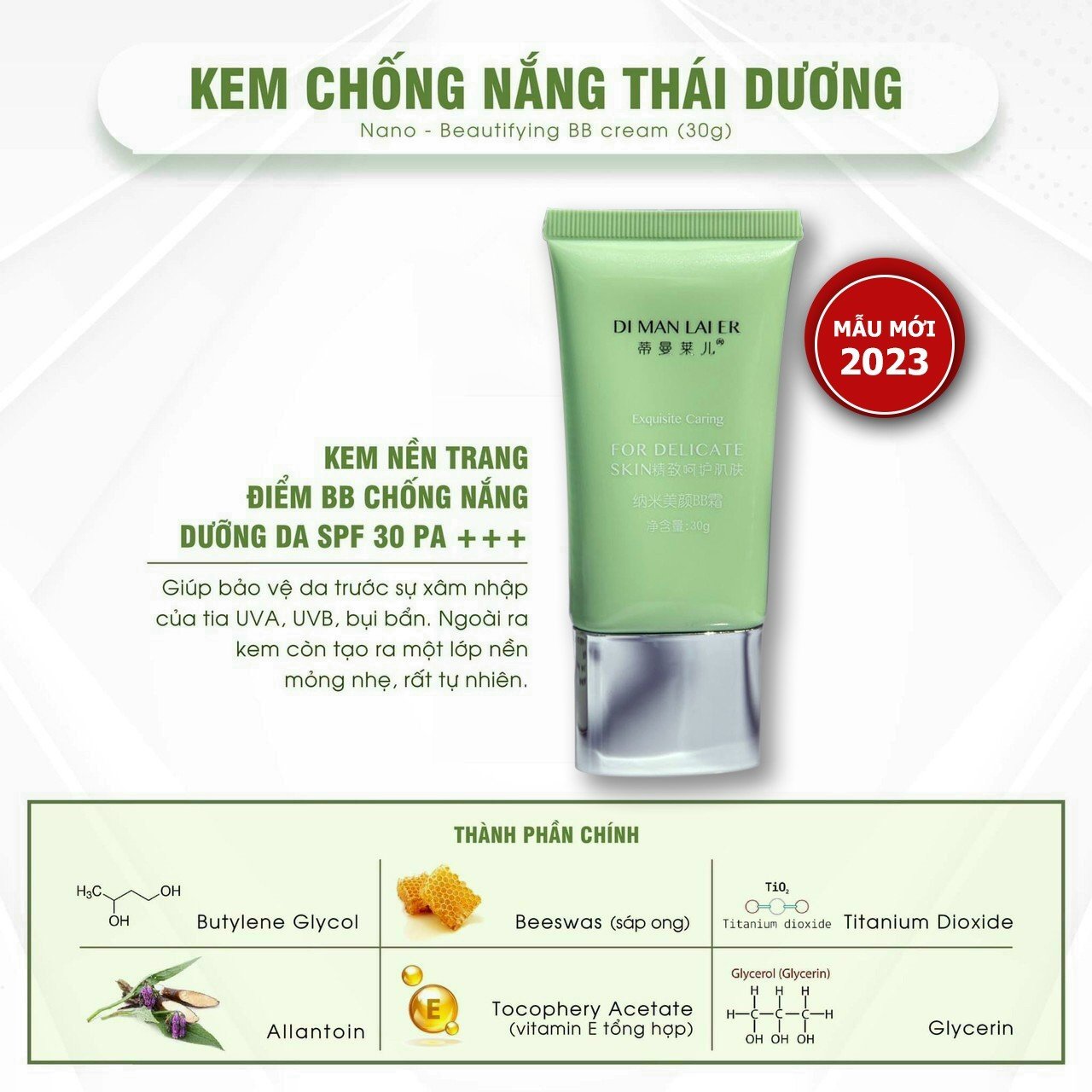 Kem chống nắng che khuyết điểm, lót nền, kiềm dầu Thái Dương BB 30gr