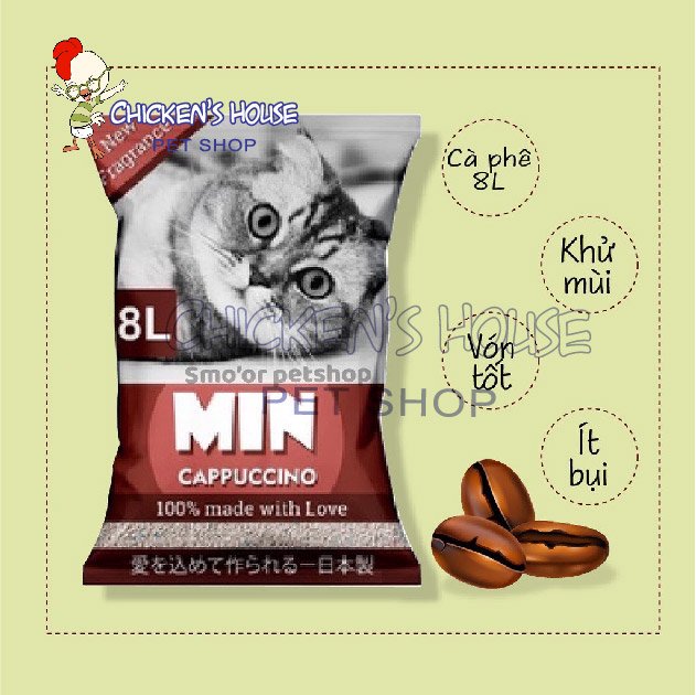 Cát vệ sinh cho mèo 8l - cát min xuất xứ nhật bản hương cà phê