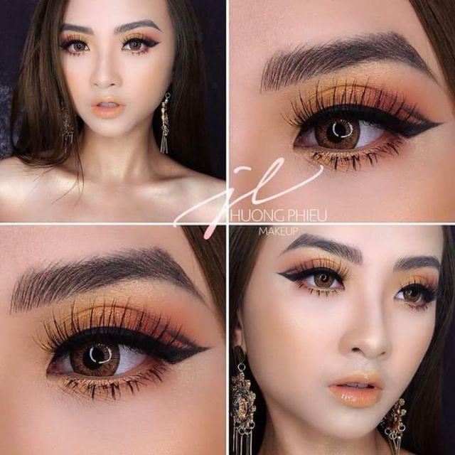 Lens - kính áp trồng nâu tây sử dụng 1 năm tặng kèm khây đựng