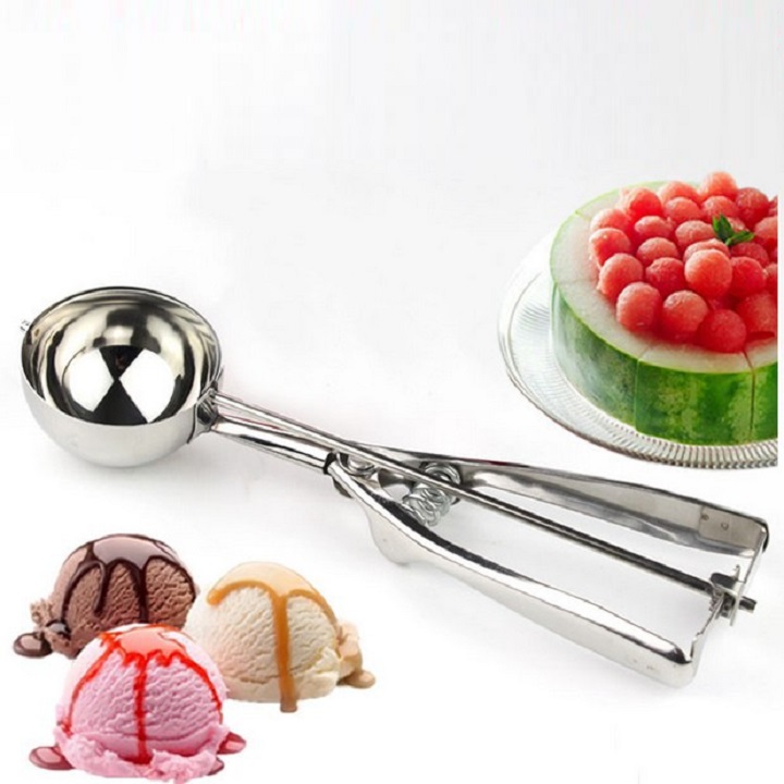 Muỗng múc kem, muỗng múc trái cây inox có các size đầu múc kem 4cm, 5cm, 6cm. diy610.611.612