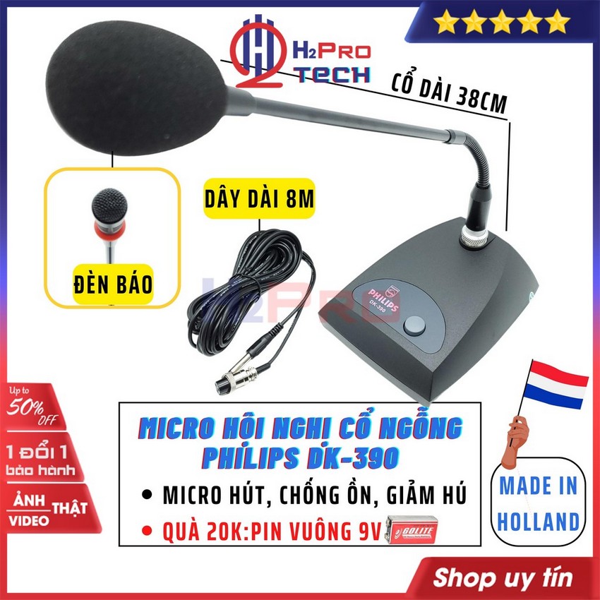 Micro hội nghị cổ ngỗng dk-390 hà lan cao cấp hút mic-chống ồn-giảm hú, micro cổ ngỗng có dây dài 8m-h2pro tech