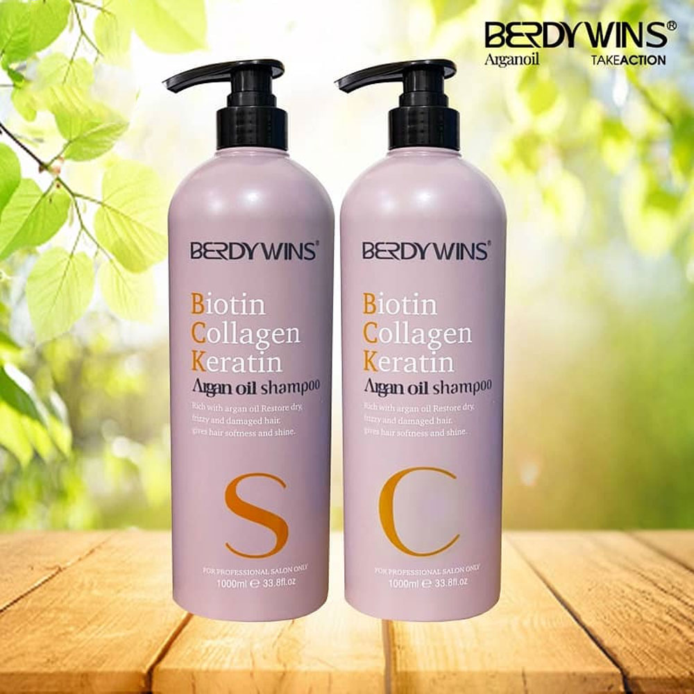 Dầu gội xả berdywins chứa collagen & biotin 1000ml giúp mái tóc chắc khỏe, mềm mượt, óng ả - bộ dầu gội cặp keratin agan