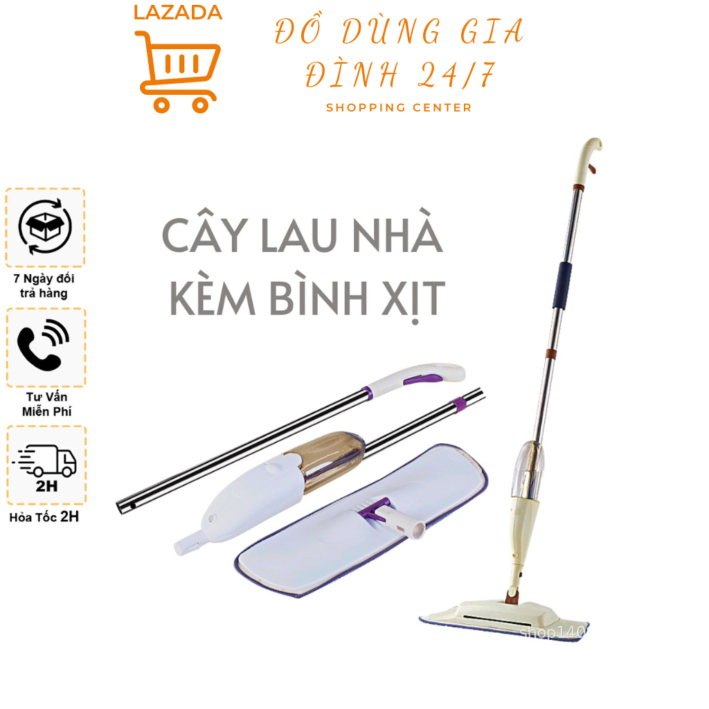 Cây Lau Nhà Thông Minh Phun Sương AURORA Lau Dọn Dễ Dàng 2 Trong 1 Đầu