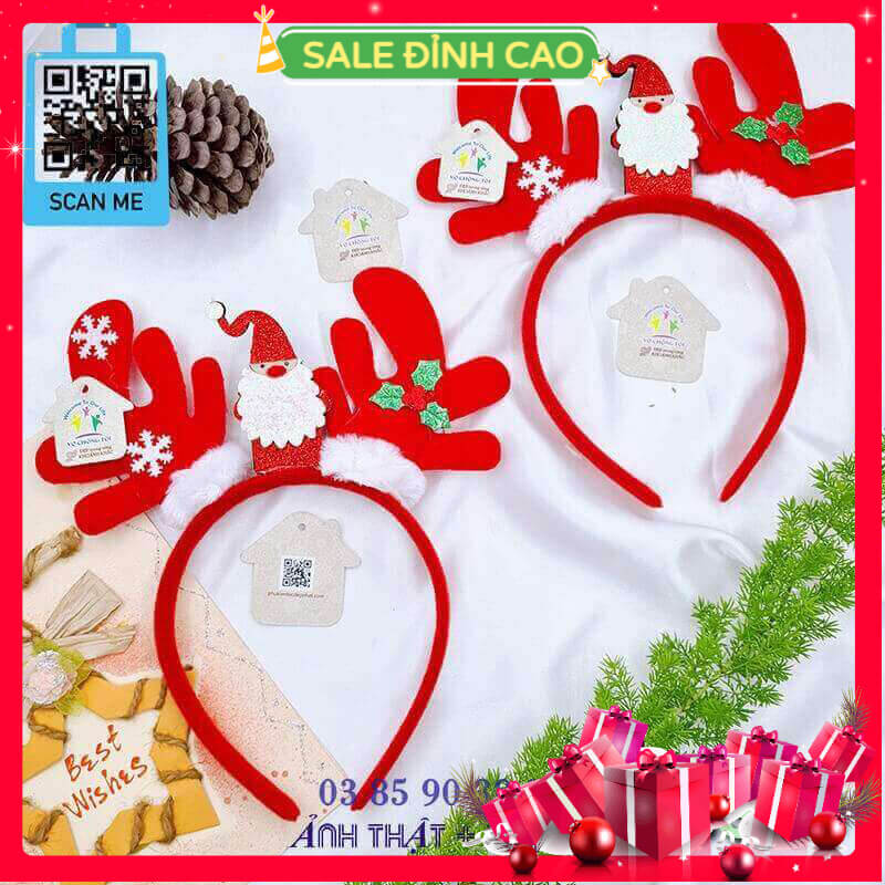 Cài tóc Noel nam nữ, băng đô Giáng Sinh trẻ em, phụ kiện tóc Merry Christmas sừng tuần lộc Santa Claus Xinh Xắn - thương hiệu Vợ Chồng Tôi