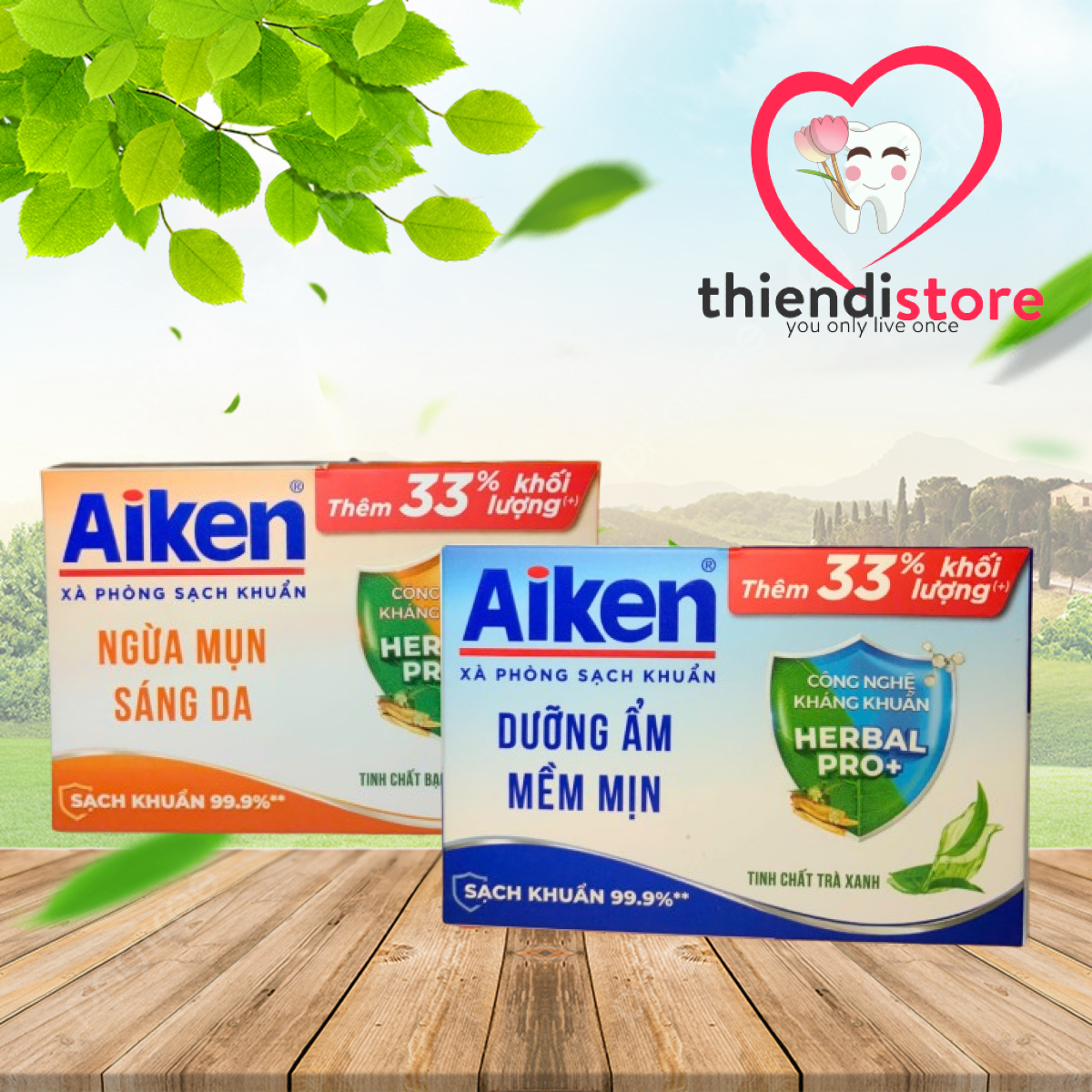 Xà bông cục Aiken 90g (tặng 33%)