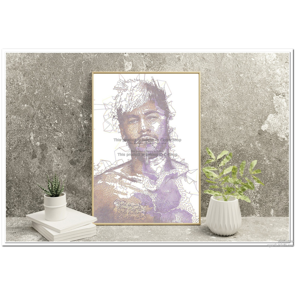 Tranh Treo tường 🎨 Freeship 🎨 Tranh vẽ số hóa bằng bút bi [ 4 màu ] chân dung cầu thủ Neyma