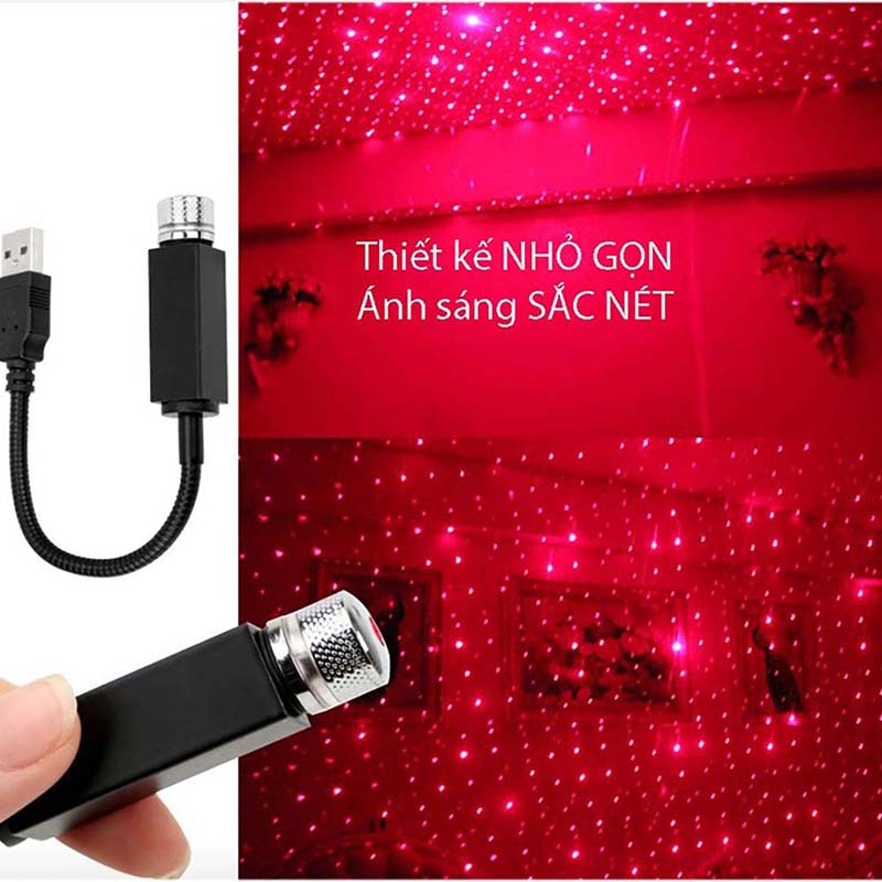 Đèn chiếu rọi Laser trần nhà , xe hơi ... gồm 4 kiểu sáng dùng nguồn USB