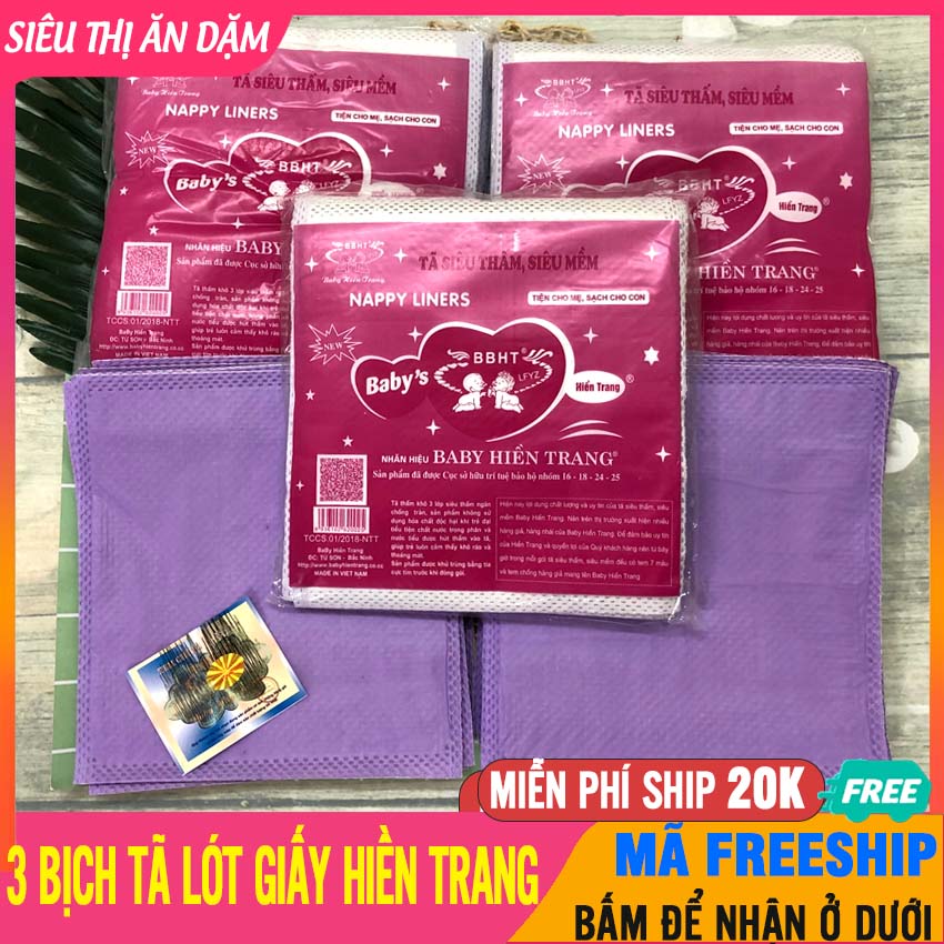 [3 BỊCH] Tấm Lót Sơ Sinh Hiền Trang ( 18 Miếng/ Bịch), Dùng Lót Phân Su, 3 Lớp Siêu Thấm, Tiện Lợi Cho Mẹ - Giấy Lót Sơ Sinh, Giấy Lót Phân Su, Tấm Lót Sơ Sinh, Mieng Lot So Sinh - 3 Bịch Tã Giấy Sơ Sinh Hiền Trang - BTT00025x3