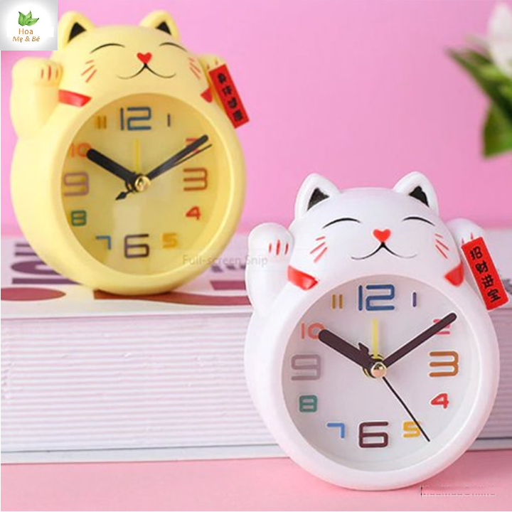 [HCM]Đồ hồ báo thức hình mèo thần tàiđồng hồ để bàn hình mèo thần tàiđồng hồ hình mèo thần tàiđồng hồ mèo thần tài dễ thương