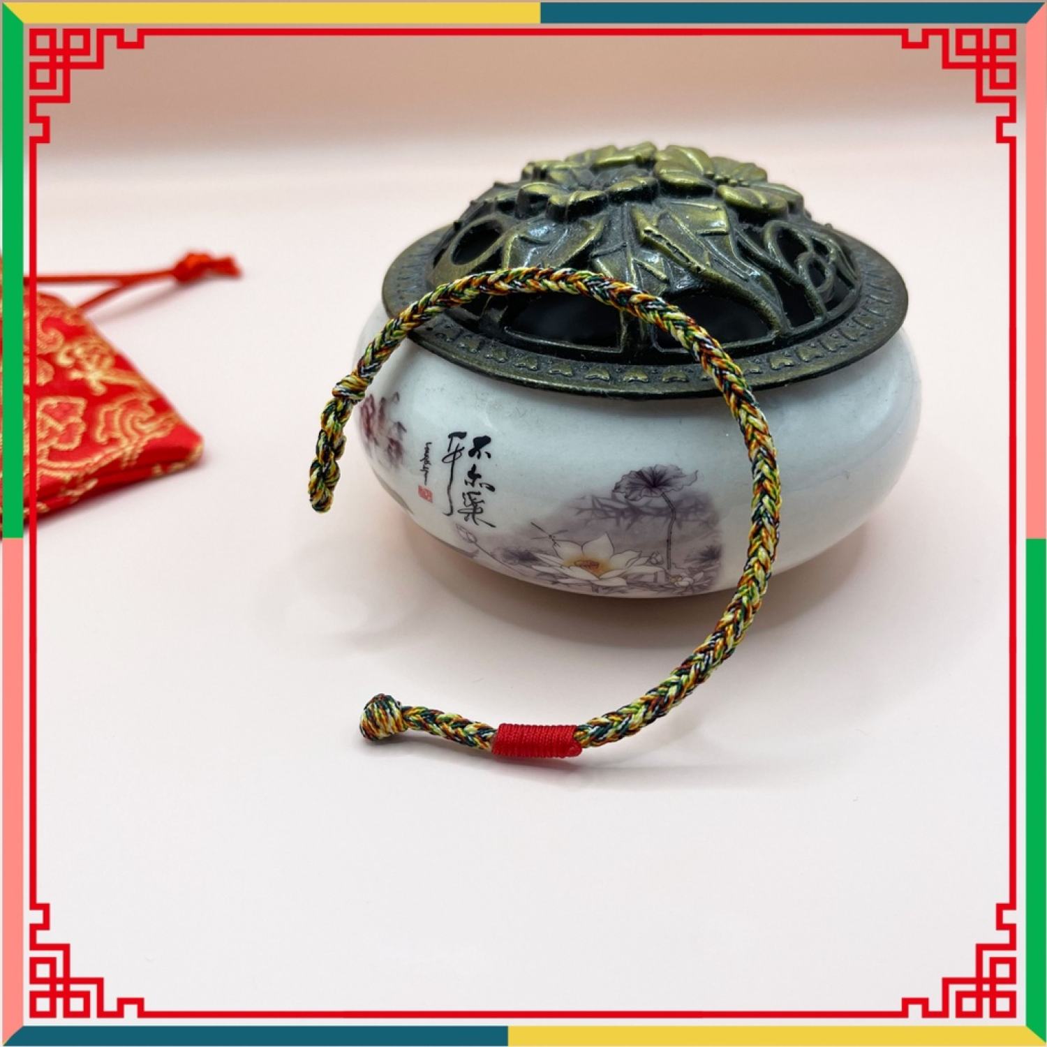 Vòng may mắn chỉ ngũ sắc phối chỉ đỏ kích thước 15cm/16cm/17cm/18cm