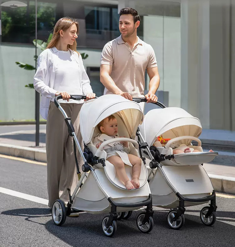 Xe đẩy đôi cho bé gấp gọn COBALLE ngả lưng 3 tư thế, khung hợp kim nhôm siêu nhẹ 7kg Gồm 2 xe đẩy đơn và bộ 3 thanh nối