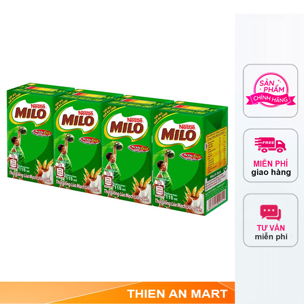 Combo 2 Lốc Sữa Lúa Mạch Milo Nestle 110ml