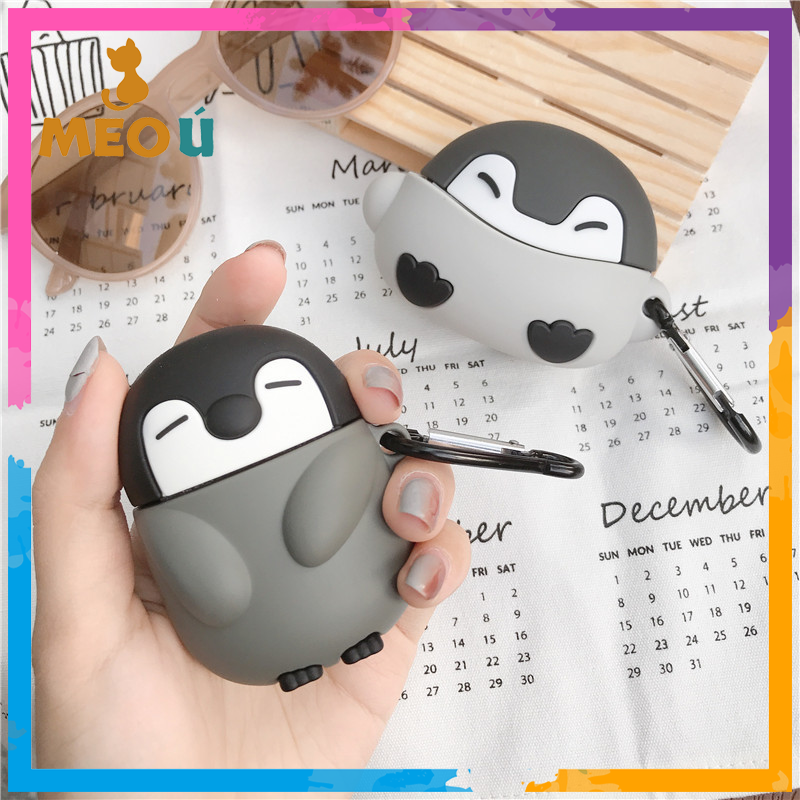 [HCM]Case Airpods Chim Cánh Cụt Xám cho AirPods 1/2/Pro - airpod case